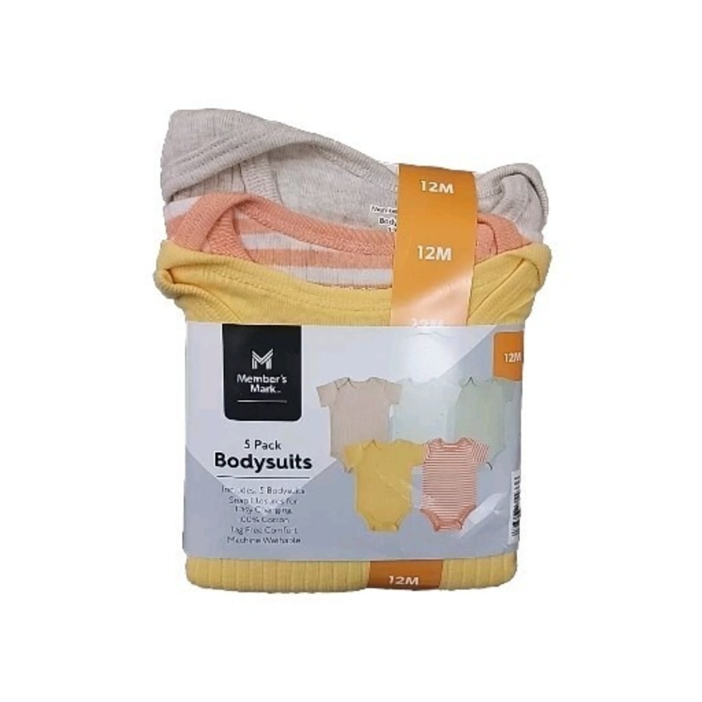 Member's Mark Boys 5 Pack Bodysuits Onsies 12m